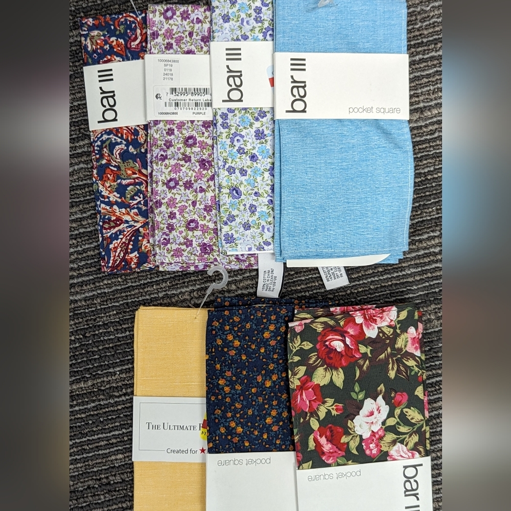 Men's Suit Coat Pocket Squares Lot of 7 NEW